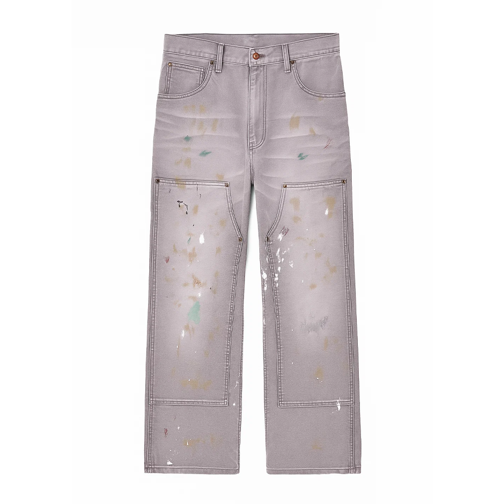 MNML Dirty Painted Carpenter Pants Grey