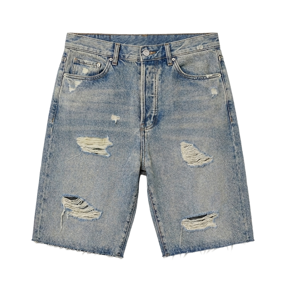 MNML Baggy Rip Denim Shorts