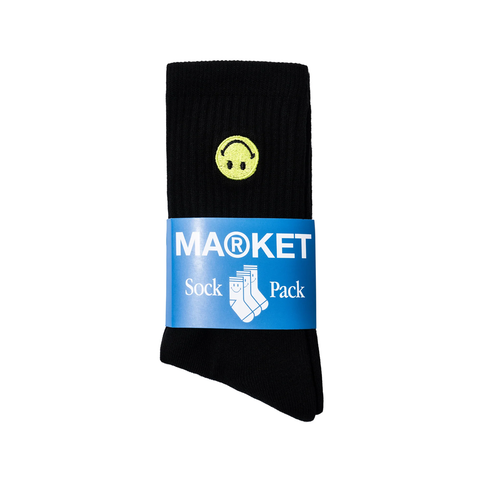 MARKET SMILEY SOCKS BLACK PACKAGING