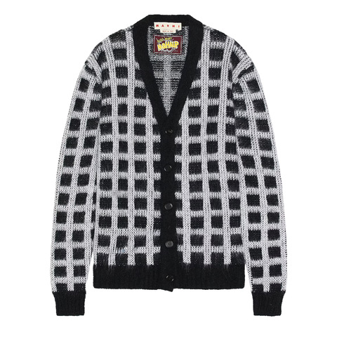 Marni Black Checked Mohair Cardigan