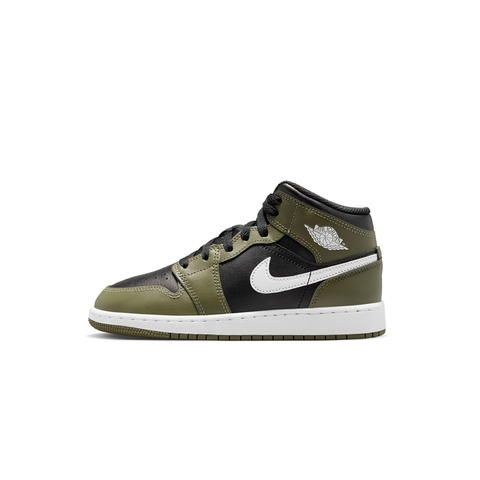 AJ1 MID GS BLK WHITE OLIVE