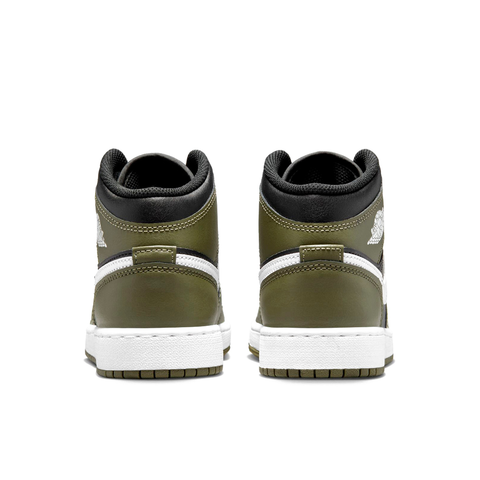 AJ1 MID GS BLK WHITE OLIVE