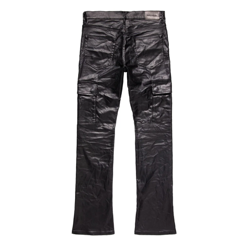 Purple Brand Patent Film Cargo Flare Pants