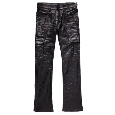 Purple Brand Patent Film Cargo Flare Pants