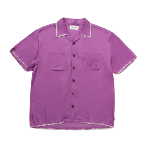 HTG WOVEN SHIRT BLANKET STITCH PURPLE