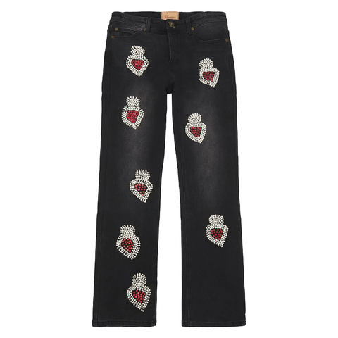 WSC DIAMOND DENIM JEANS BLACK RED