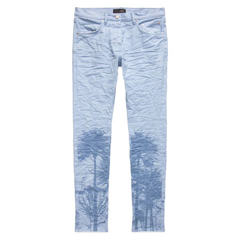 Purple Brand Placid Blue Palms Print Jeans